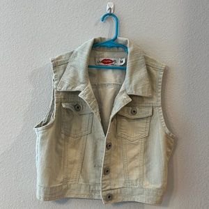 Ultralove wash denim vest size M with silver button accents